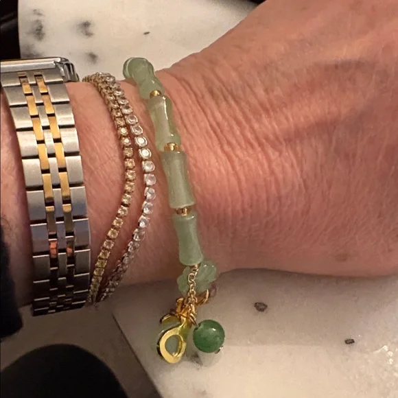 New Green Agate Bamboo Bracelet Gift Pouch